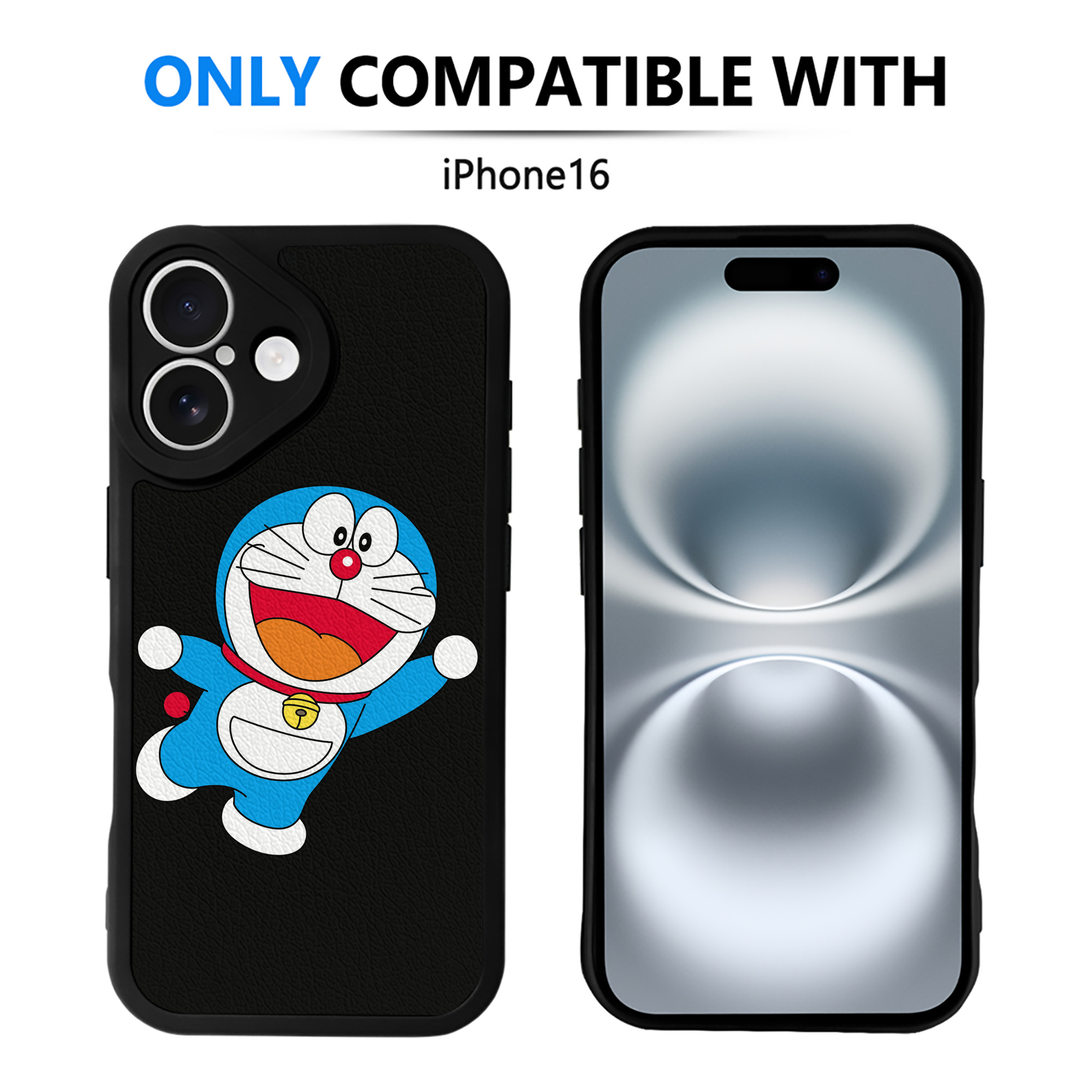 （画像用） ドラえもん Doraemon 【iPhone 16シリーズ対応】シリコンスマホケース（レザー調） 材質：シリコン